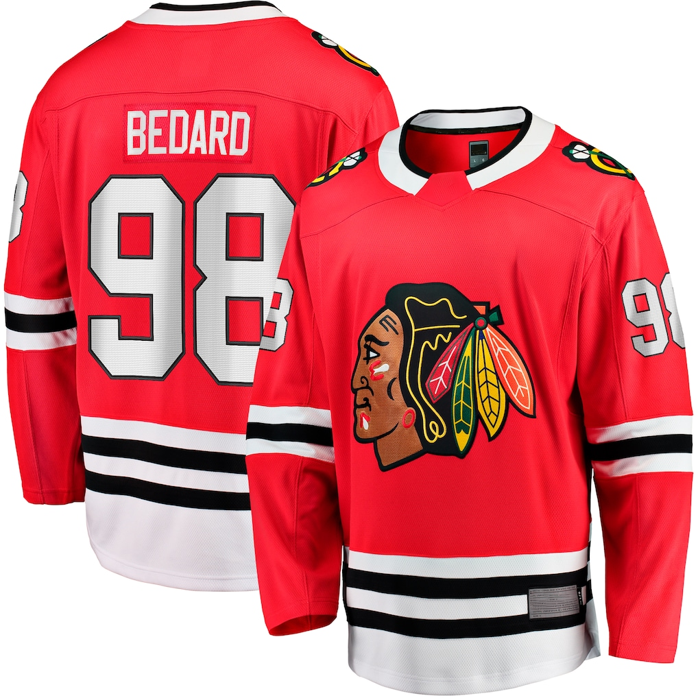Pouc C.Blackhawks #98 Connor Bedard Red Home Breakaway Player Jerseys
