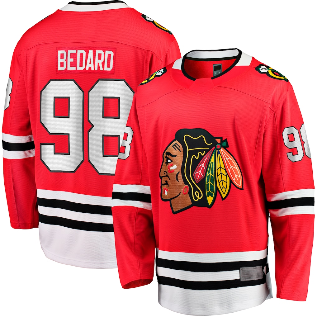 Pouc C.Blackhawks #98 Connor Bedard Red Home Breakaway Player Jerseys