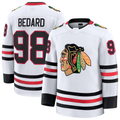 Pouc C.Blackhawks #98 Connor Bedard White Away Premium Jerseys