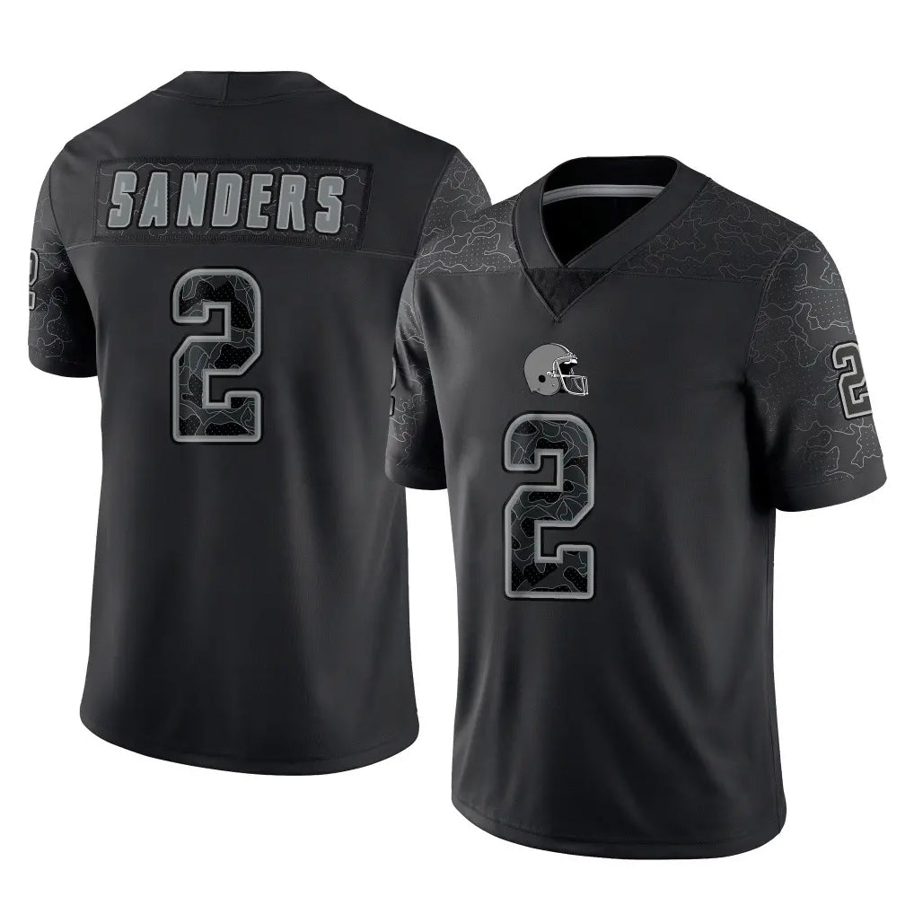 Pouc C.Browns #2 Shedeur Sanders Player Black Reflective Home Game Stitched Jerseys