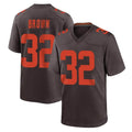 Pouc C.Browns #32 Jim Brown Player Brown Alternate Home Game Stitched Jerseys