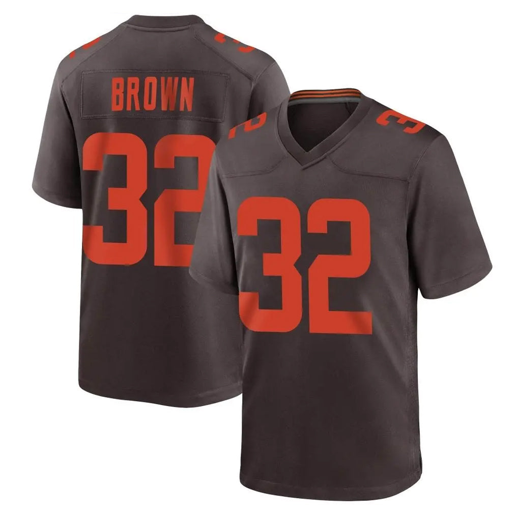 Pouc C.Browns #32 Jim Brown Player Brown Alternate Home Game Stitched Jerseys