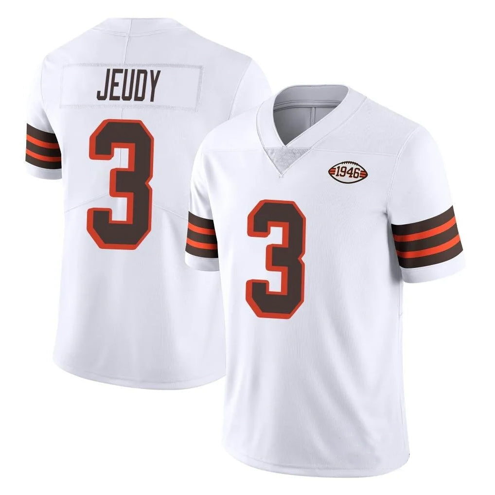 PoucC.Browns #3 Jerry Jeudy Player White Vapor Limited Alternate Stitched Jerseys