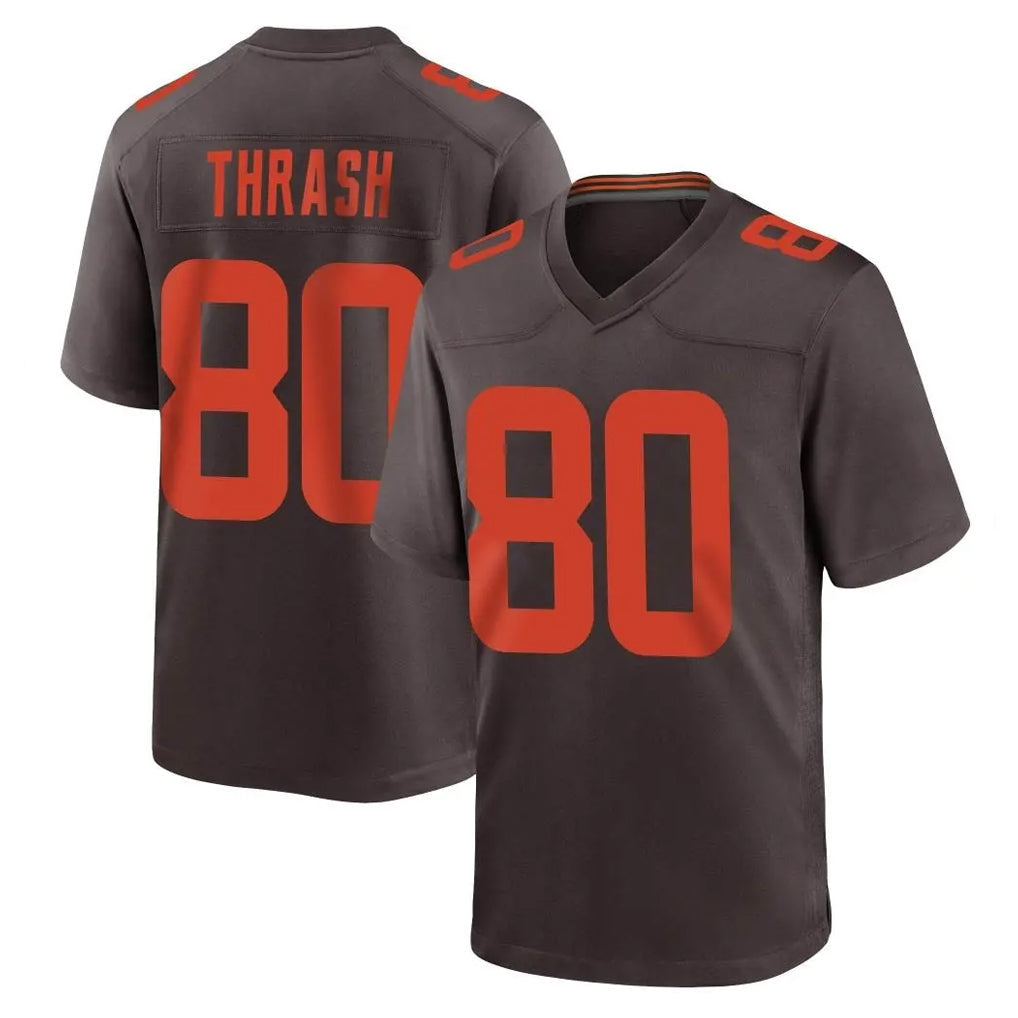 Pouc C.Browns #80 Jamari Thrash Player Brown Alternate Home Game Stitched Jerseys