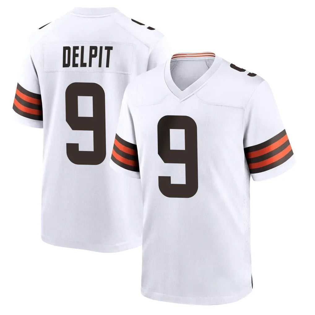 Pouc C.Browns #9 Grant Delpit Player White Home Game Stitched Jerseys