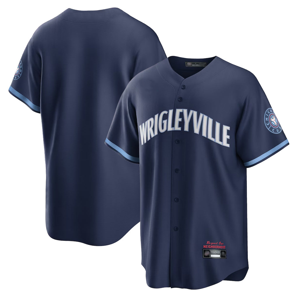 Pouc C.Cubs Navy City Connect Home Game Blank Player Stitched Jerseys