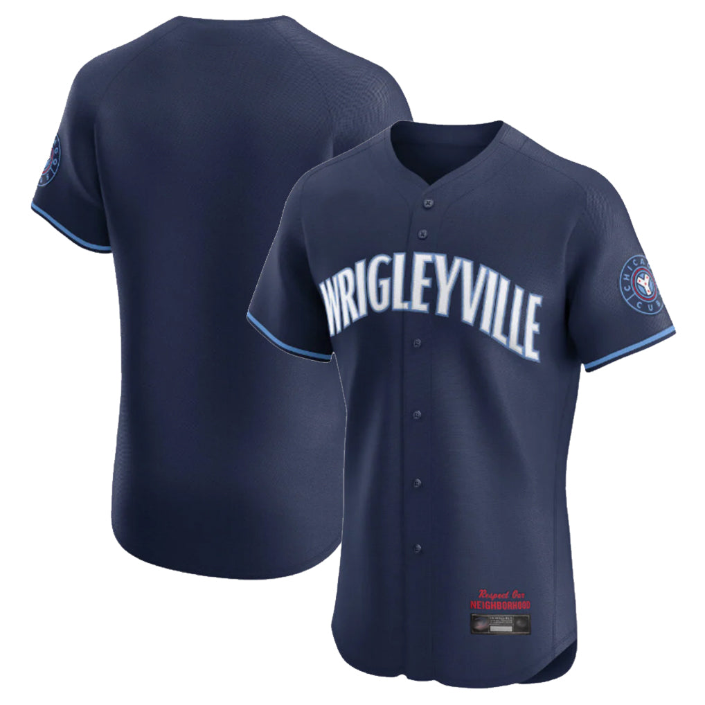 Pouc C.Cubs Navy City Connect Limited Elite Home Game Blank Player Stitched Jerseys