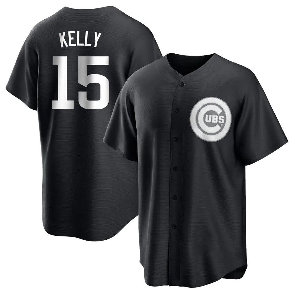 Pouc C.Cubs #15 Carson Kelly Player Black Game Stitched Jerseys