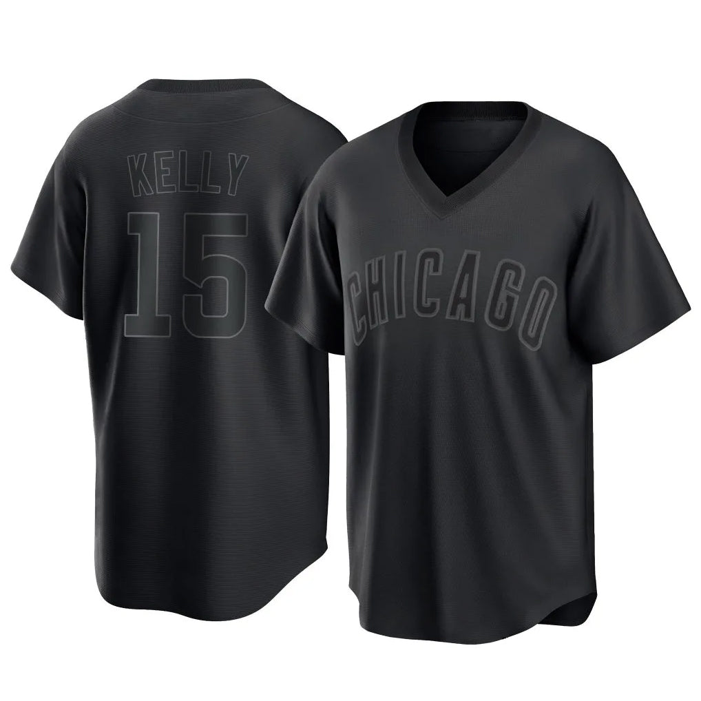 Pouc C.Cubs #15 Carson Kelly Player Black T-shirt Home Game Stitched Jerseys