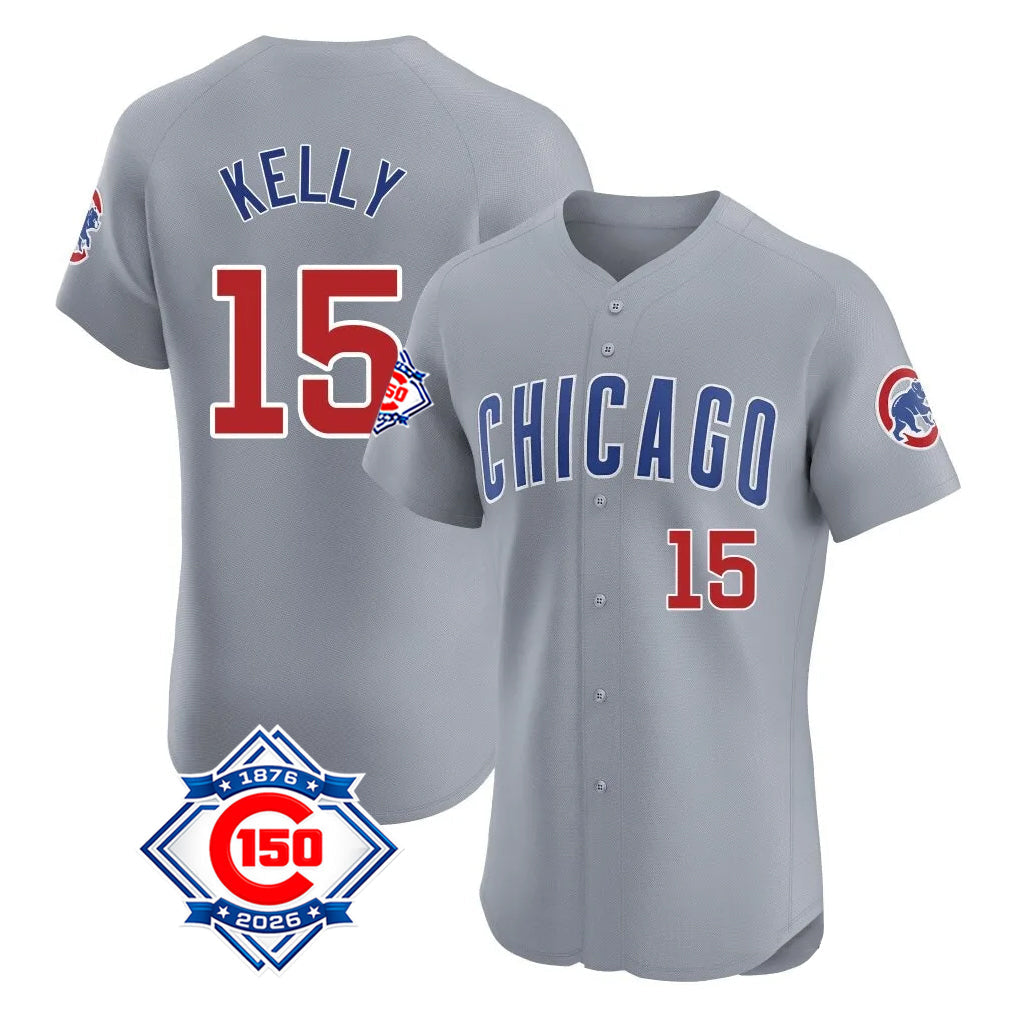 Pouc C.Cubs #15 Carson Kelly Player Gray Road 150th Anniversary Limited Elite Home Stitched Jerseys