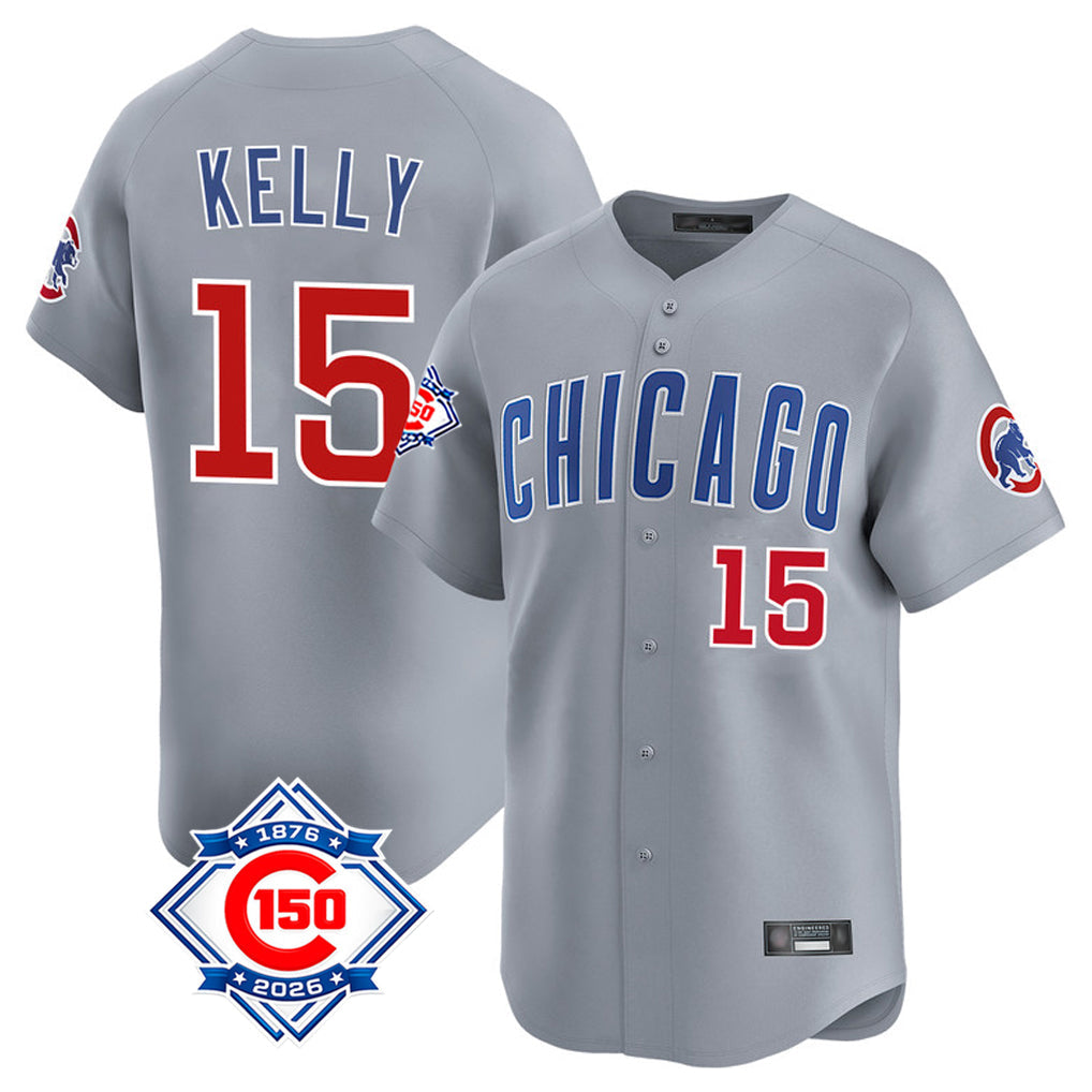 Pouc C.Cubs #15 Carson Kelly Player Gray Road 150th Anniversary Limited Home Stitched Jerseys