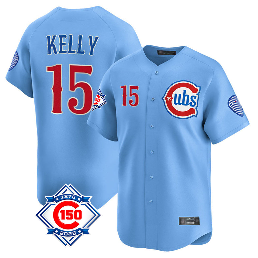 Pouc C.Cubs #15 Carson Kelly Player Light Blue 150th Anniversary Limited Home Stitched Jerseys