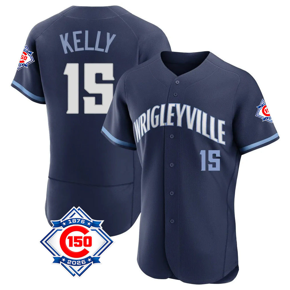 Pouc C.Cubs #15 Carson Kelly Player Navy City Connect 150th Anniversary Limited Elite Home Stitched Jerseys