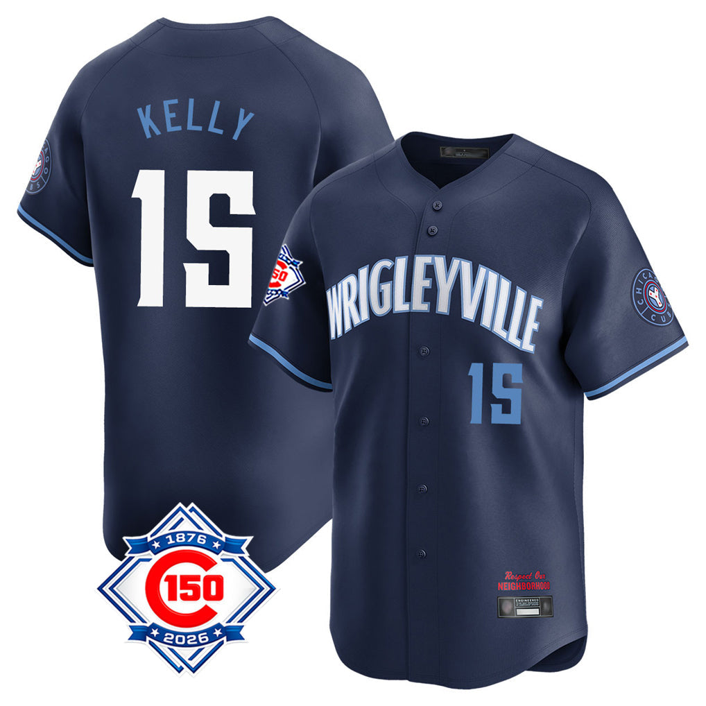 Pouc C.Cubs #15 Carson Kelly Player Navy City Connect 150th Anniversary Limited Home Stitched Jerseys