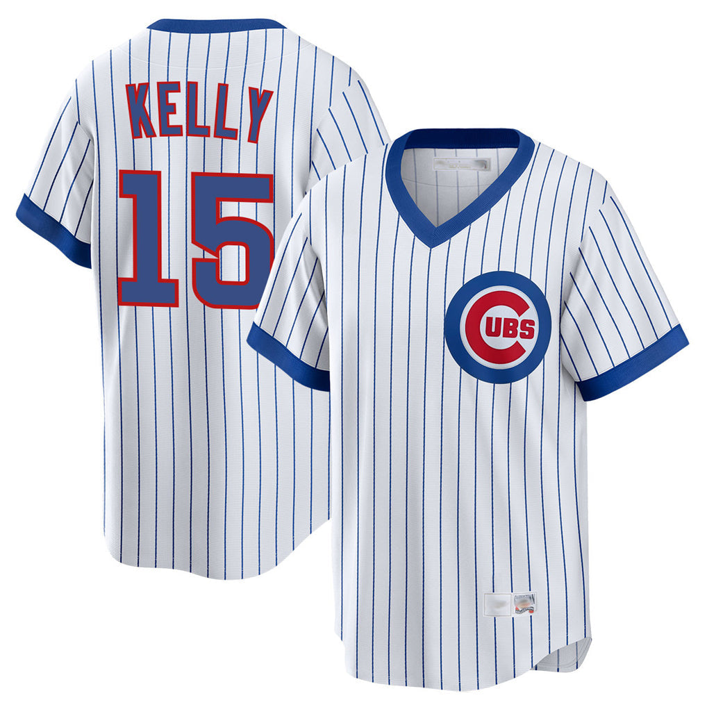Pouc C.Cubs #15 Carson Kelly Player White T-shirt Cooperstown Collection Limited Stitched Jerseys