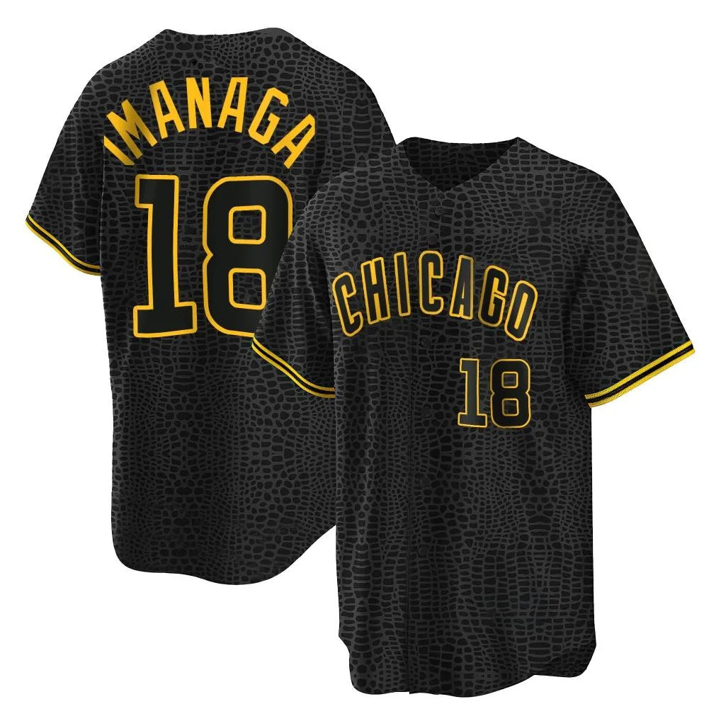 Pouc C.Cubs #18 Shota Imanaga Player Black Snake Skin City Game Stitched Jerseys