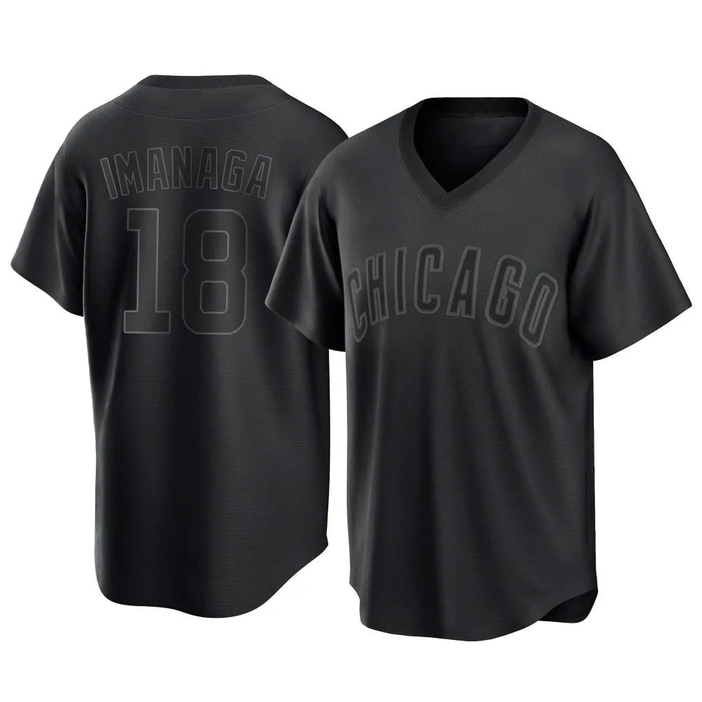 Pouc C.Cubs #18 Shota Imanaga Player Black T-shirt Home Game Stitched Jerseys