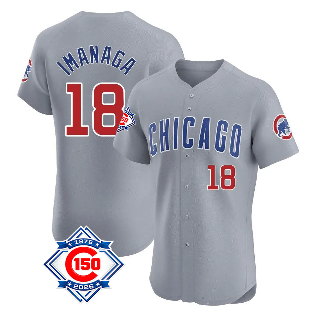 Pouc C.Cubs #18 Shota Imanaga Player Gray Road 150th Anniversary Limited Elite Home Stitched Jerseys