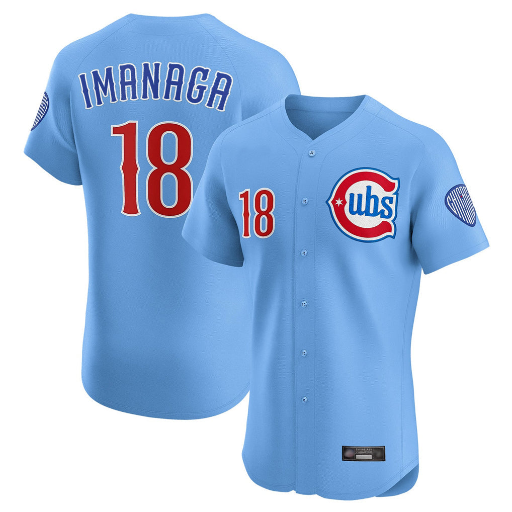 Pouc C.Cubs #18 Shota Imanaga Player Light Blue Limited Elite Home Stitched Jerseys