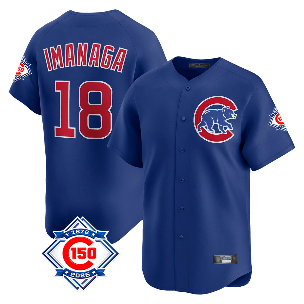 Pouc C.Cubs #18 Shota Imanaga Player Royal 150th Anniversary Limited Home Stitched Jerseys