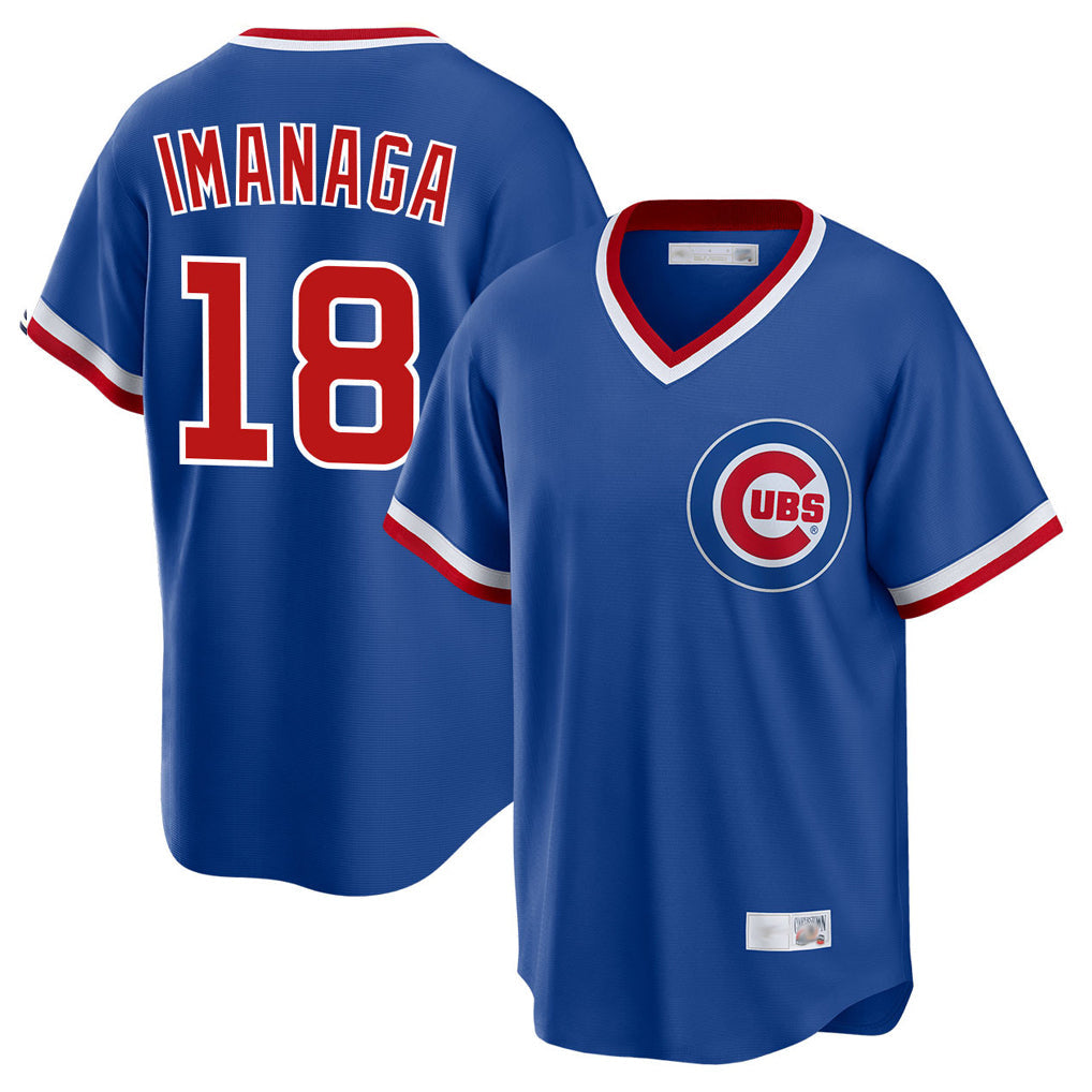 Pouc C.Cubs #18 Shota Imanaga Player Royal T-shirt Cooperstown Collection Limited Stitched Jerseys