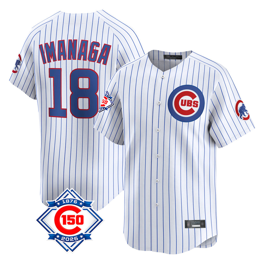 Pouc C.Cubs #18 Shota Imanaga Player White 150th Anniversary Limited Home Game Stitched Jerseys