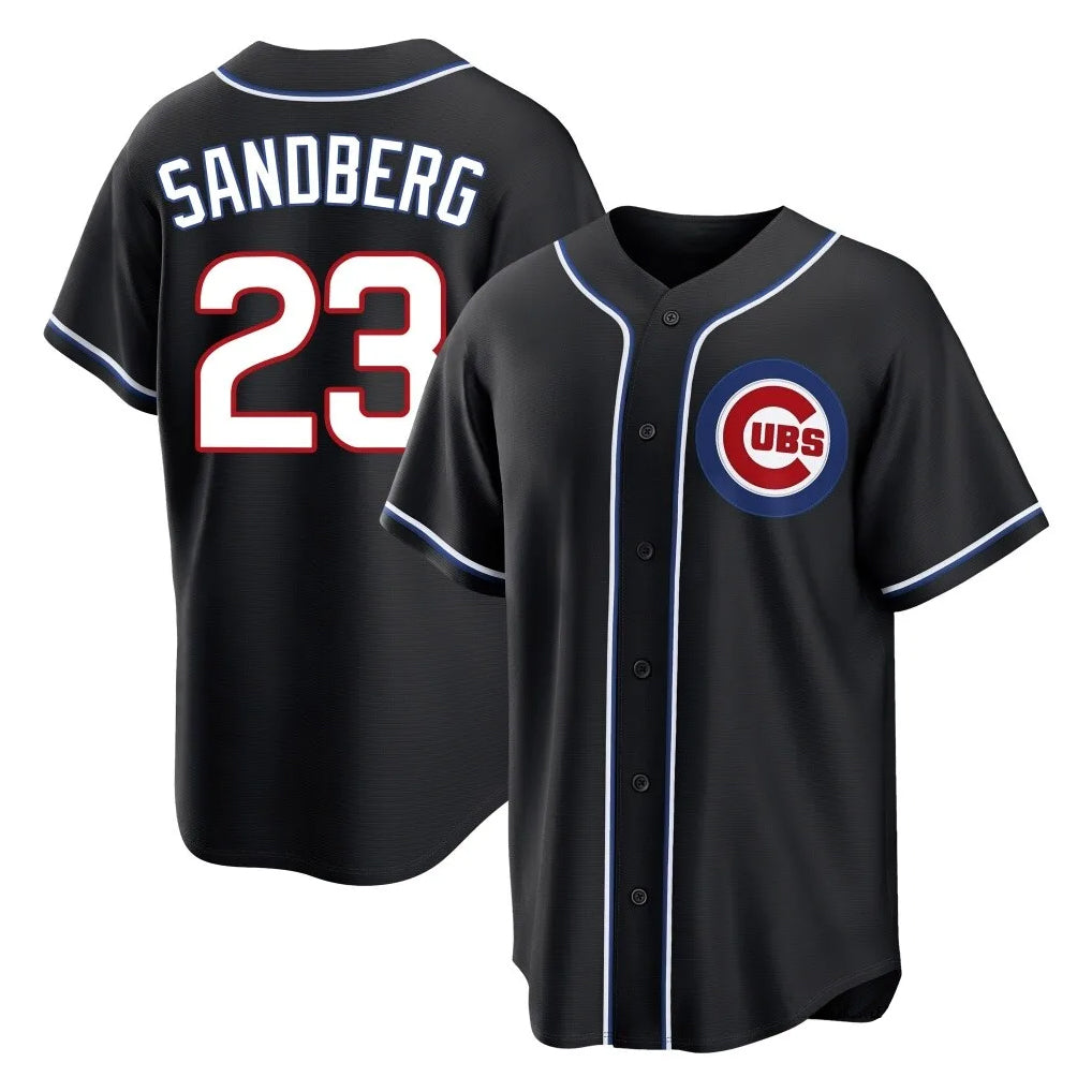 Pouc C.Cubs #23 Ryne Sandberg Player Black Fashion Out Game Stitched Jerseys
