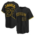 Pouc C.Cubs #23 Ryne Sandberg Player Black Snake Skin City Game Stitched Jerseys