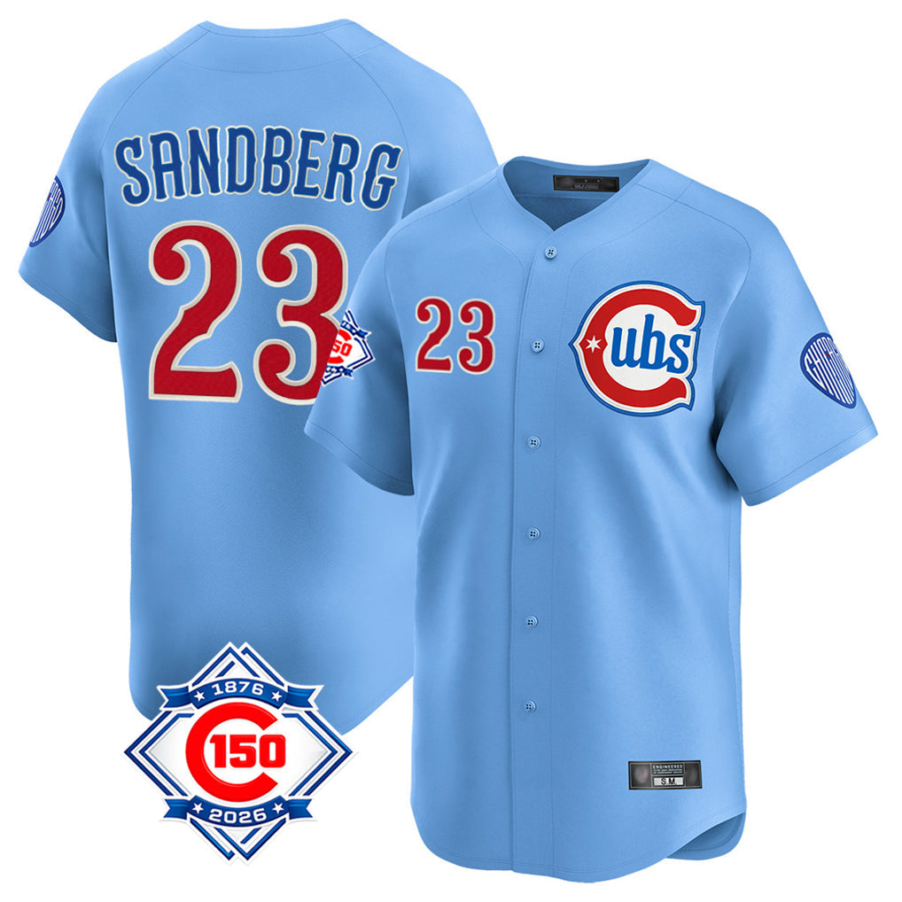 Pouc C.Cubs #23 Ryne Sandberg Player Light Blue 150th Anniversary Limited Home Stitched Jerseys