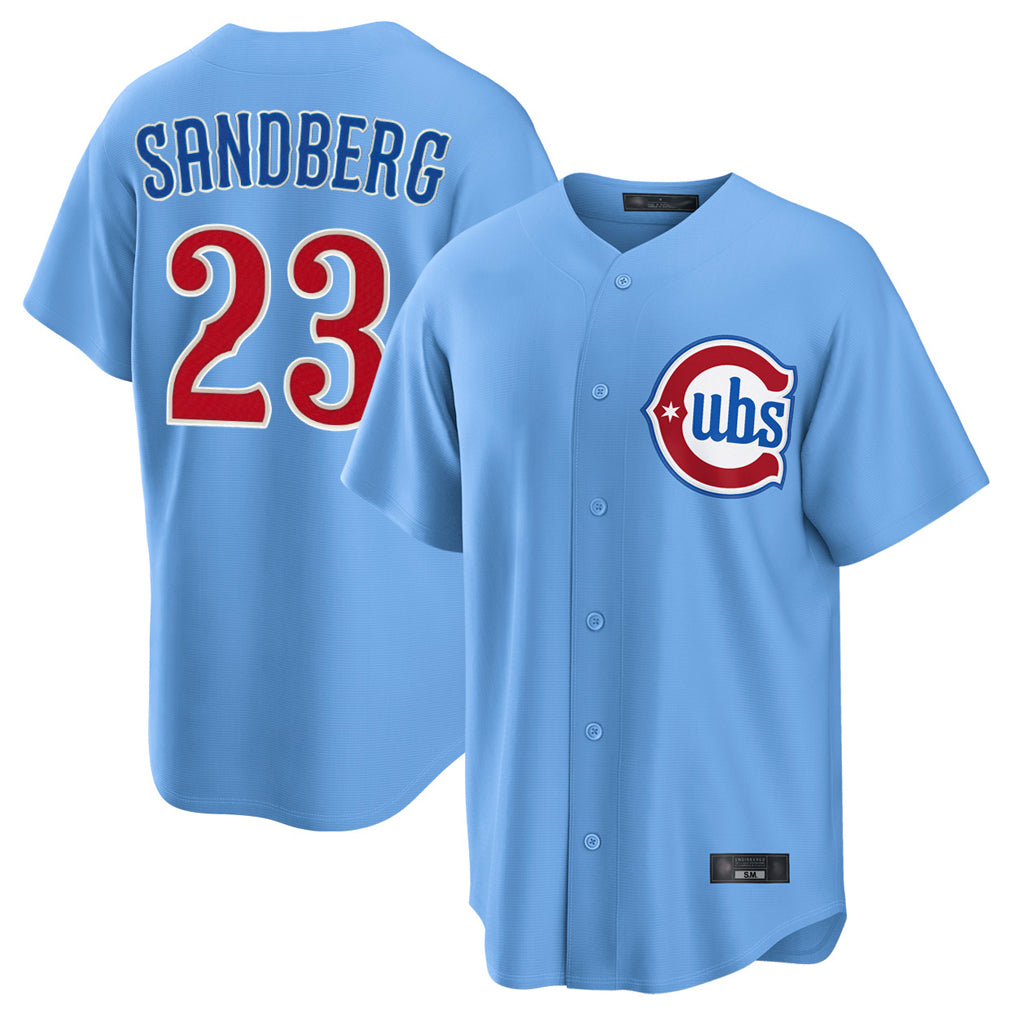 Pouc C.Cubs #23 Ryne Sandberg Player Light Blue Home Game Stitched Jerseys