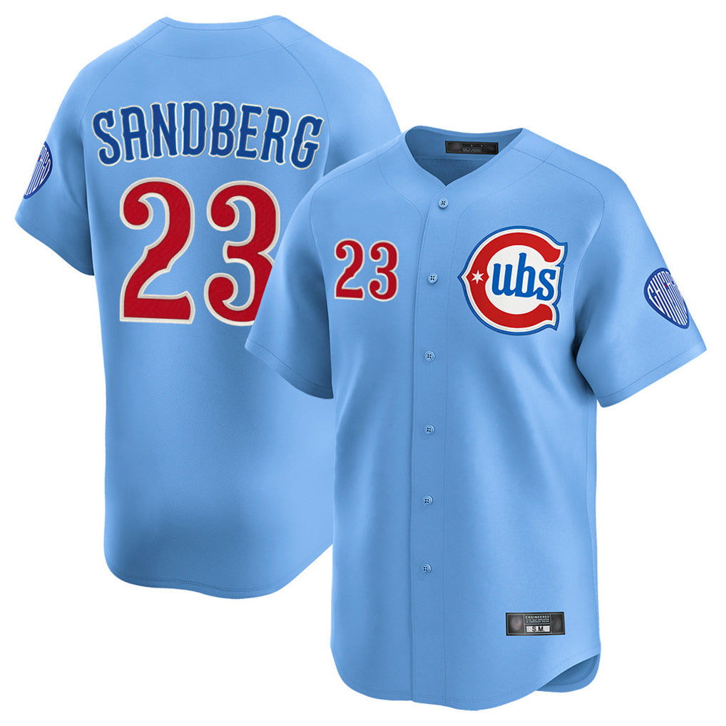 Pouc C.Cubs #23 Ryne Sandberg Player Light Blue Limited Home Stitched Jerseys