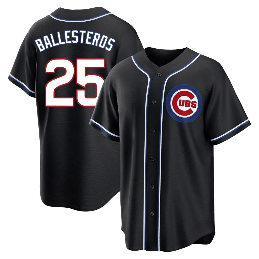 Pouc C.Cubs #25 Mois¡§|s Ballesteros Player Black Fashion Out Game Stitched Jerseys