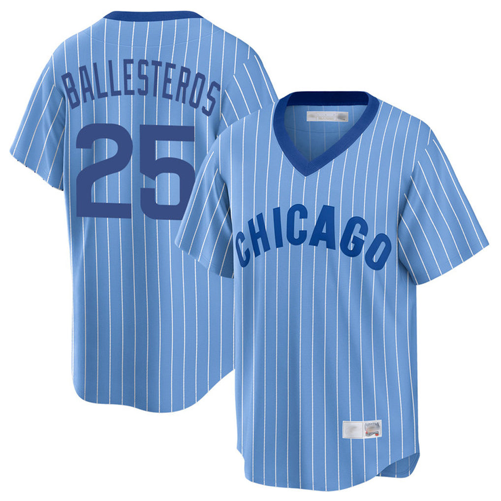 Pouc C.Cubs #25 Mois¡§|s Ballesteros Player Blue T-shirt Cooperstown Collection Limited Stitched Jerseys