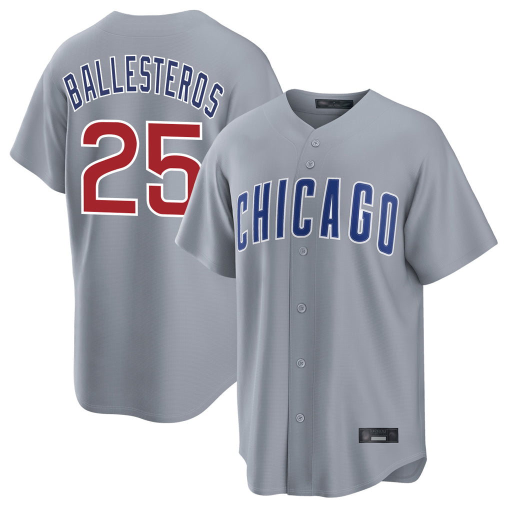 Pouc C.Cubs #25 Mois¡§|s Ballesteros Player Gray Home Game Stitched Jerseys