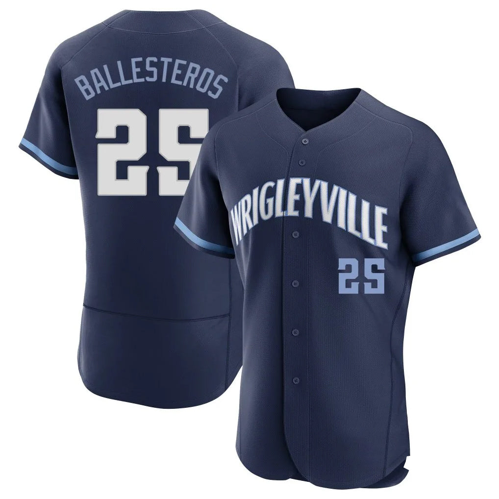 Pouc C.Cubs #25 Mois¡§|s Ballesteros Player Navy City Connect Limited Elite Home Stitched Jerseys