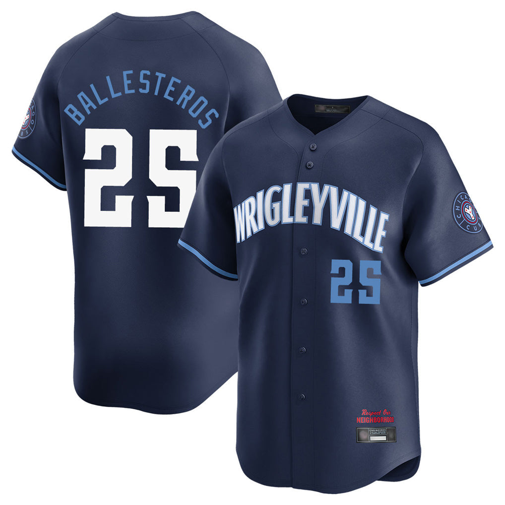 Pouc C.Cubs #25 Mois¡§|s Ballesteros Player Navy City Connect Limited Home Stitched Jerseys