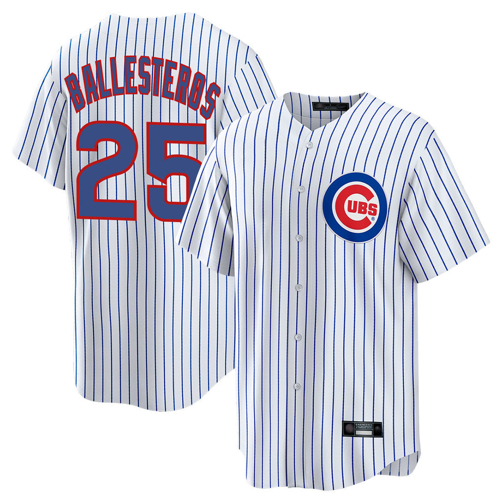 Pouc C.Cubs #25 Mois¡§|s Ballesteros Player White Game Home Stitched Jerseys