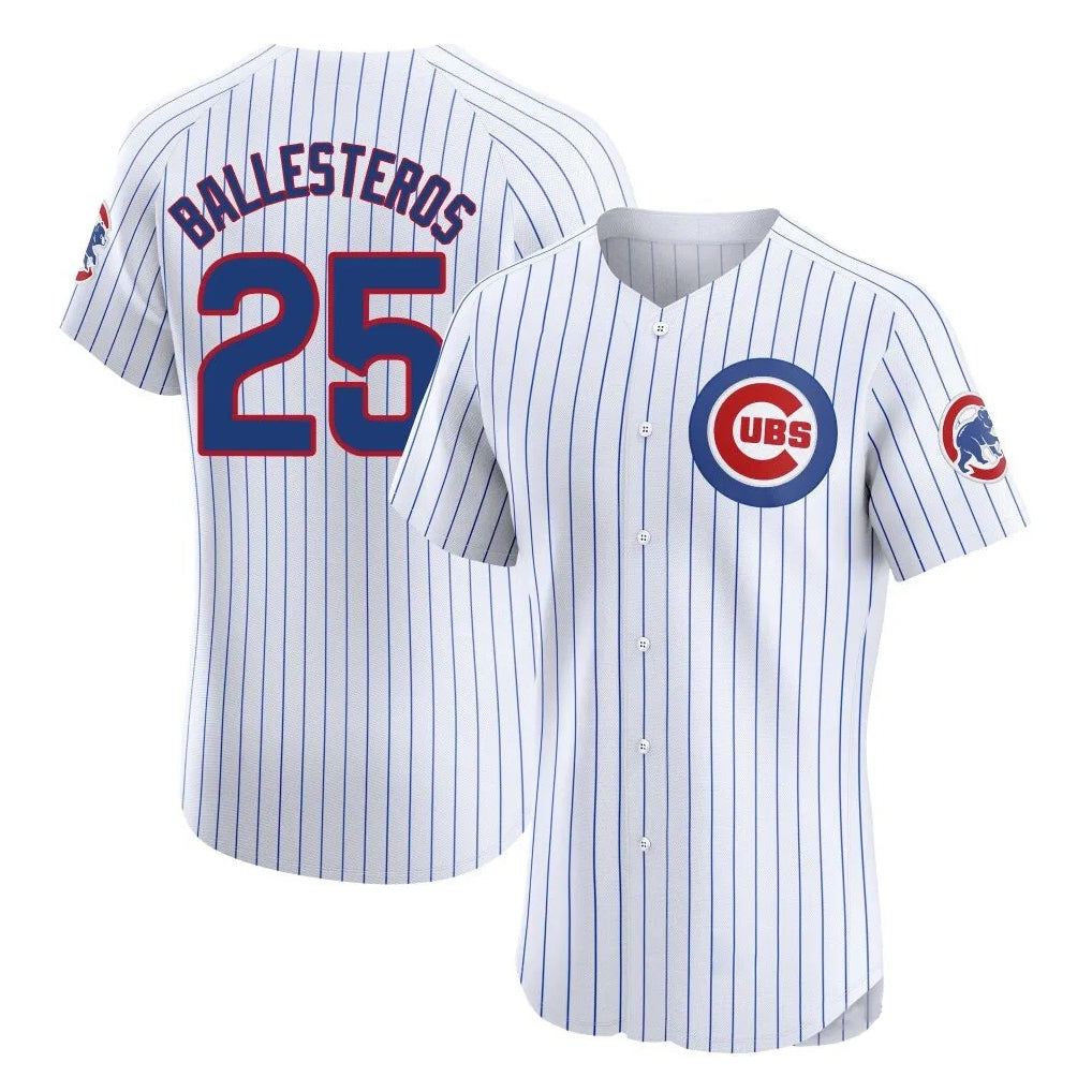 Pouc C.Cubs #25 Mois¡§|s Ballesteros Player White Limited Elite Home Game Stitched Jerseys