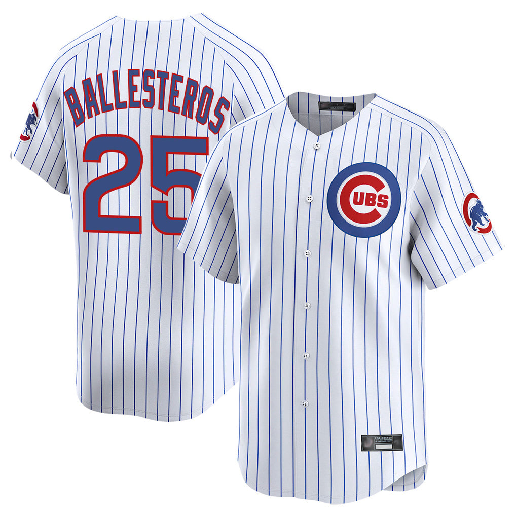Pouc C.Cubs #25 Mois¡§|s Ballesteros Player White Limited Home Game Stitched Jerseys