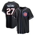 Pouc C.Cubs #27 Seiya Suzuki Player Black Fashion Out Game Stitched Jerseys