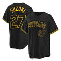 Pouc C.Cubs #27 Seiya Suzuki Player Black Snake Skin City Game Stitched Jerseys