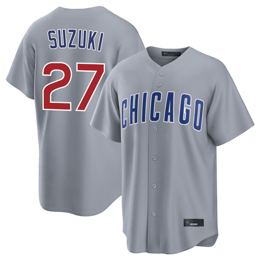 Pouc C.Cubs #27 Seiya Suzuki Player Gray Home Game Stitched Jerseys