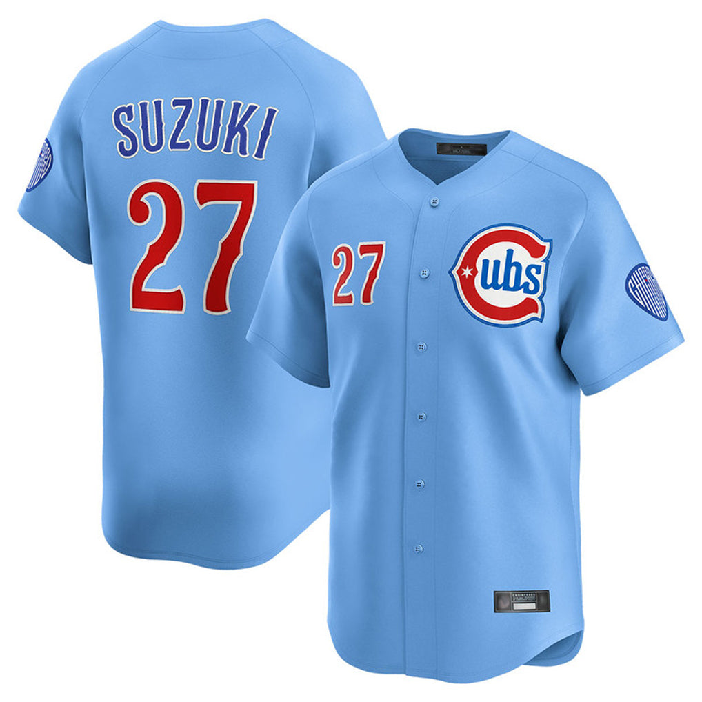 Pouc C.Cubs #27 Seiya Suzuki Player Light Blue Limited Home Stitched Jerseys