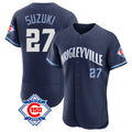 Pouc C.Cubs #27 Seiya Suzuki Player Navy City Connect 150th Anniversary Limited Elite Home Stitched Jerseys