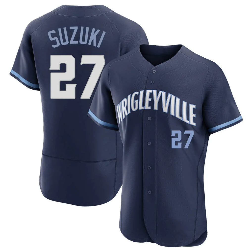 Pouc C.Cubs #27 Seiya Suzuki Player Navy City Connect Limited Elite Home Stitched Jerseys