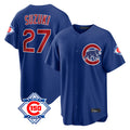 Pouc C.Cubs #27 Seiya Suzuki Player Royal 150th Anniversary Home Game Stitched Jerseys