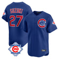 Pouc C.Cubs #27 Seiya Suzuki Player Royal 150th Anniversary Limited Home Stitched Jerseys