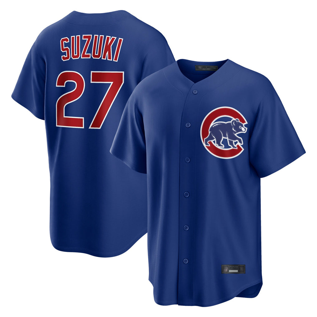 Pouc C.Cubs #27 Seiya Suzuki Player Royal Home Game Stitched Jerseys
