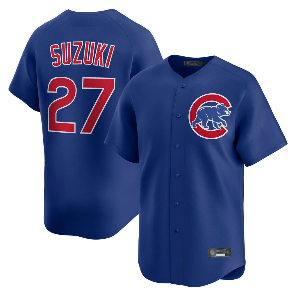 Pouc C.Cubs #27 Seiya Suzuki Player Royal Limited Home Stitched Jerseys