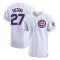 Pouc C.Cubs #27 Seiya Suzuki Player White Limited Elite Home Game Stitched Jerseys